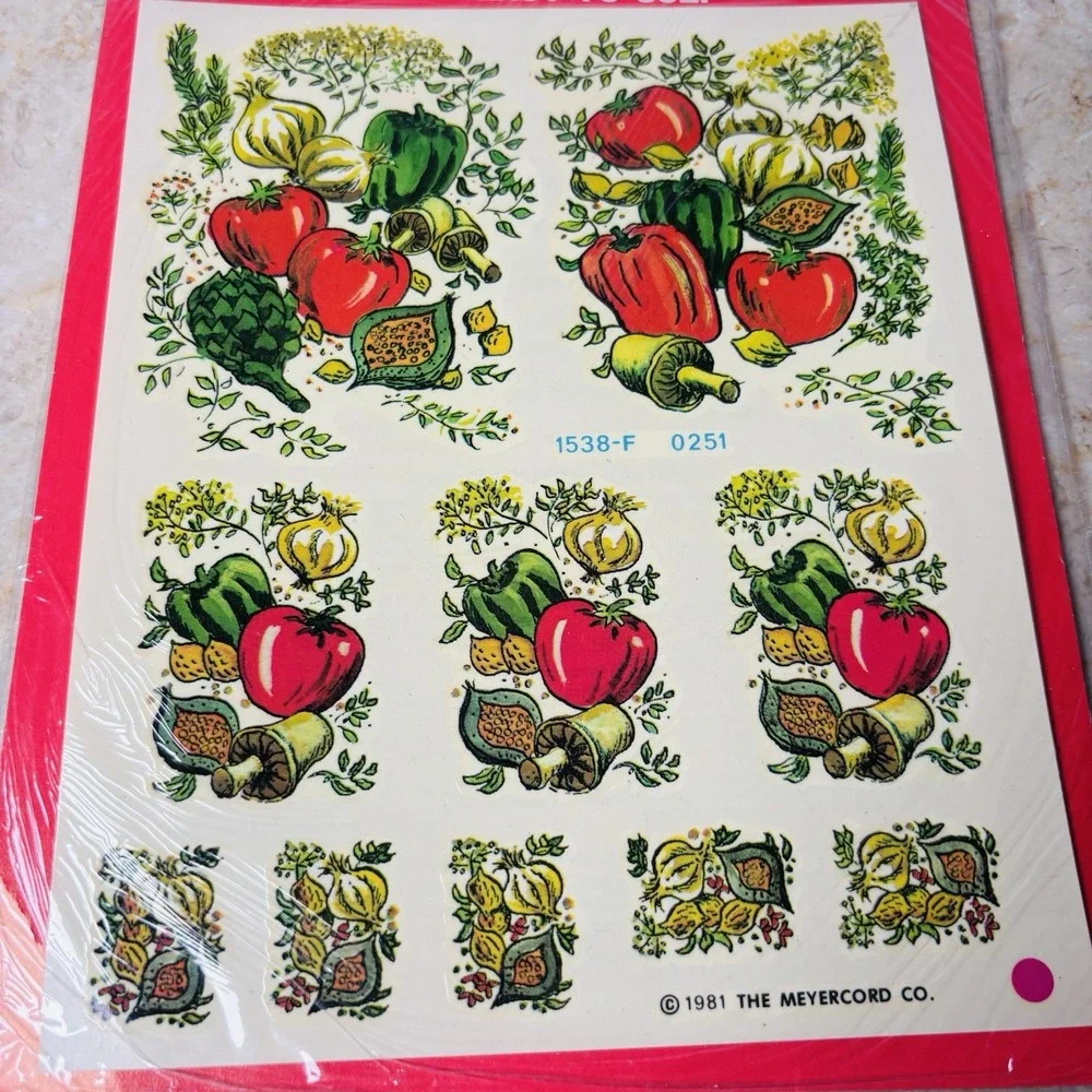 Vintage Decalart Water Applied Decals Harvest Veggie 1981 70's 80's Cottage Core